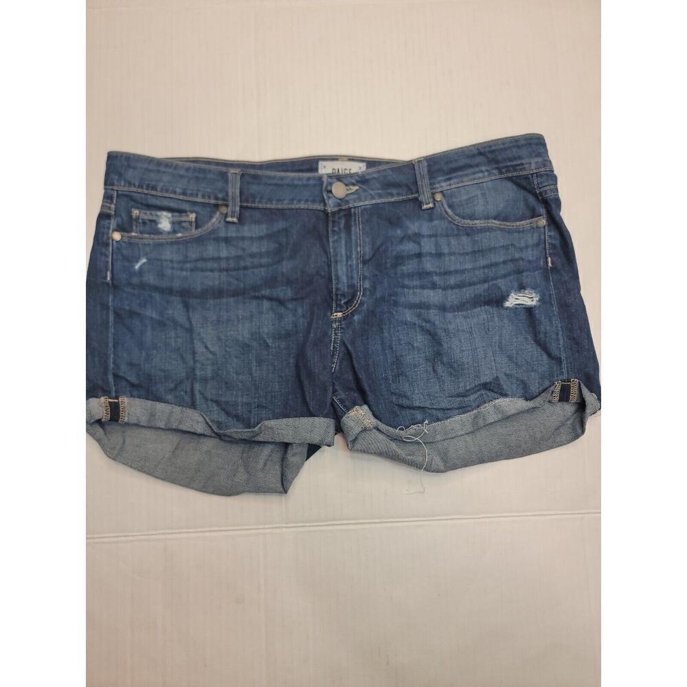 PAIGE Jimmy Jimmy Denim Short Womens SZ 32 Cuffed Distressed Mid Rise